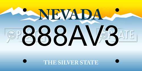 888AV3 Nevada License Plate