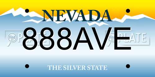 888AVE Nevada License Plate