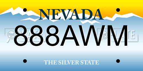 888AWM Nevada License Plate