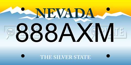 888AXM Nevada License Plate