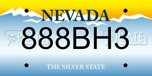 888BH3 Nevada License Plate