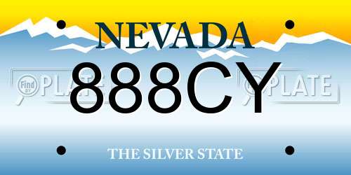 888CY Nevada License Plate