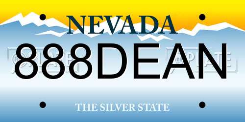 888DEAN Nevada License Plate