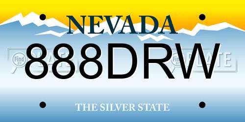 888DRW Nevada License Plate