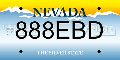 888EBD Nevada License Plate