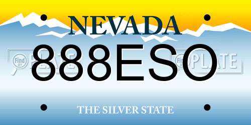 888ESO Nevada License Plate