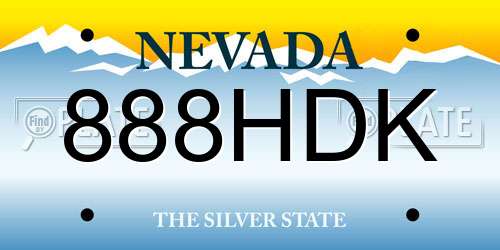 888HDK Nevada License Plate