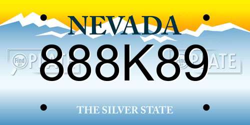 888K89 Nevada License Plate