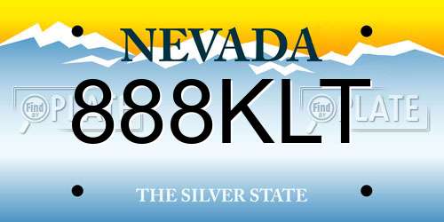 888KLT Nevada License Plate