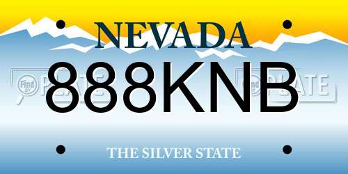 888KNB Nevada License Plate