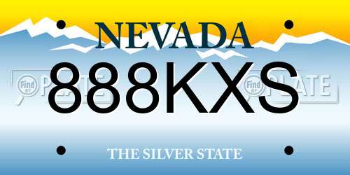 888KXS Nevada License Plate