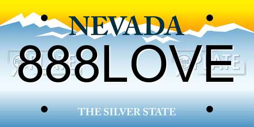 888LOVE Nevada License Plate