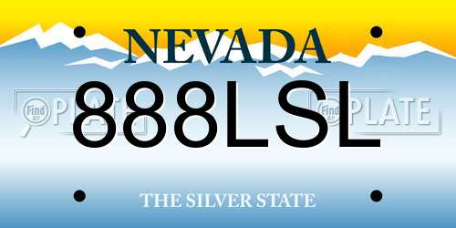 888LSL Nevada License Plate