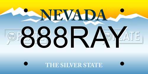 888RAY Nevada License Plate