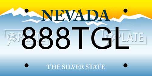 888TGL Nevada License Plate