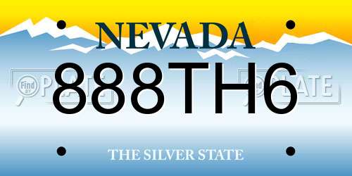 888TH6 Nevada License Plate