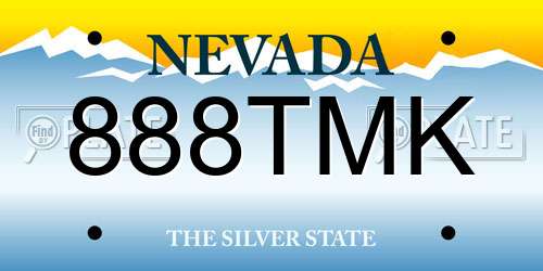 888TMK Nevada License Plate