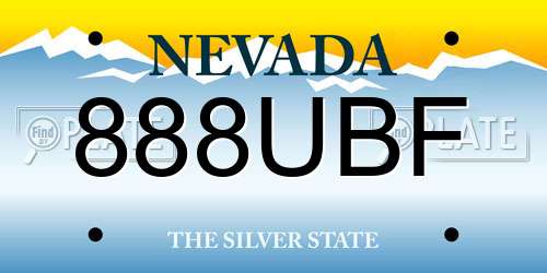 888UBF Nevada License Plate