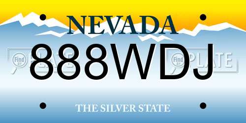 888WDJ Nevada License Plate