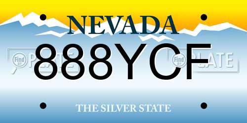 888YCF Nevada License Plate