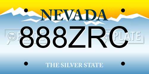 888ZRC Nevada License Plate