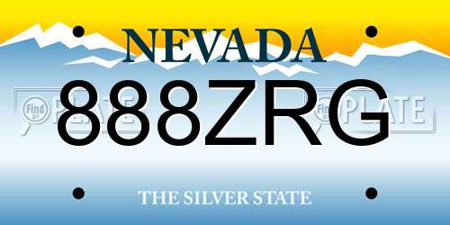 888ZRG Nevada License Plate