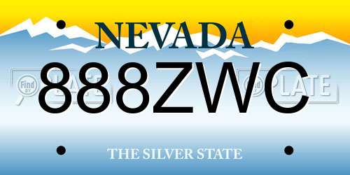 888ZWC Nevada License Plate