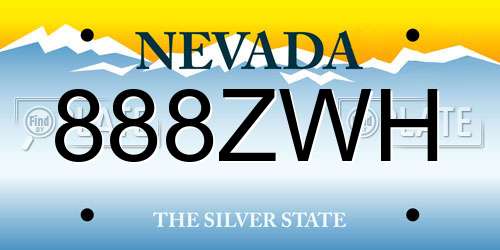 888ZWH Nevada License Plate