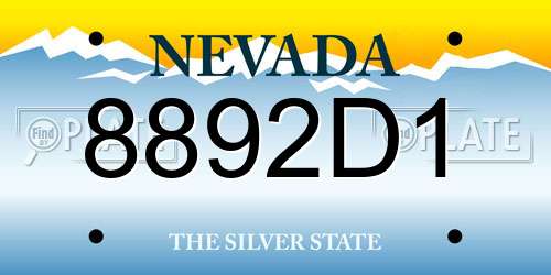 8892D1 Nevada License Plate