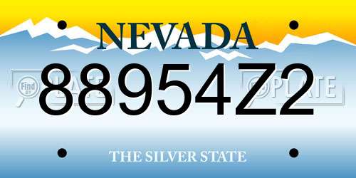 88954Z2 Nevada License Plate