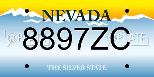 8897ZC Nevada License Plate