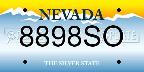 8898SO Nevada License Plate