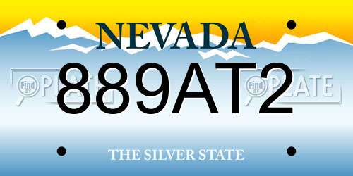 889AT2 Nevada License Plate