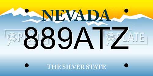889ATZ Nevada License Plate