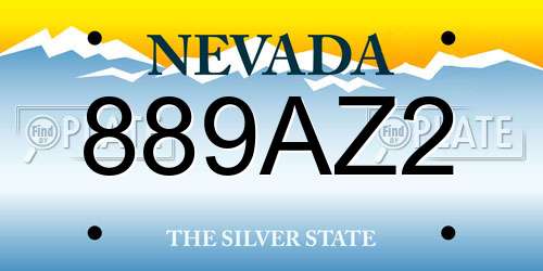 889AZ2 Nevada License Plate