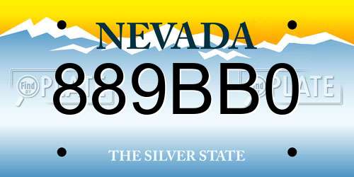 889BB0 Nevada License Plate