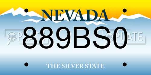889BS0 Nevada License Plate