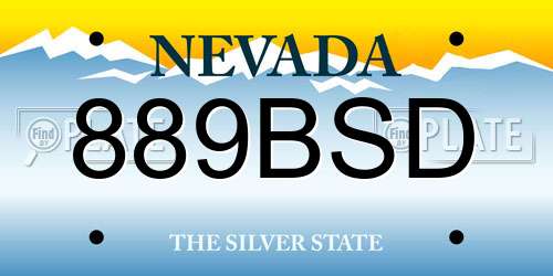 889BSD Nevada License Plate