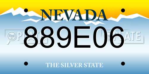 889E06 Nevada License Plate