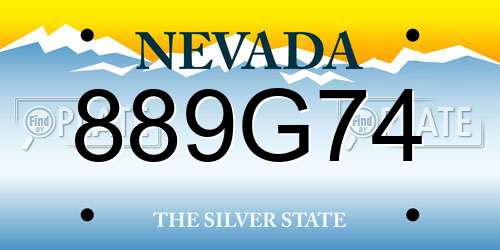 889G74 Nevada License Plate