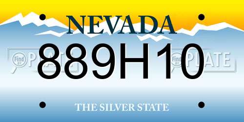 889H10 Nevada License Plate