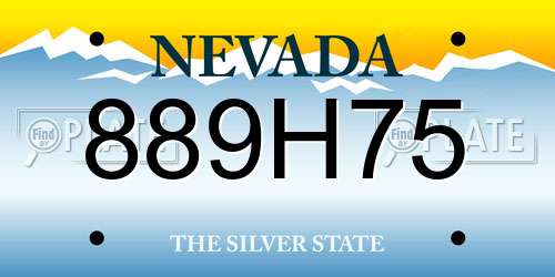 889H75 Nevada License Plate