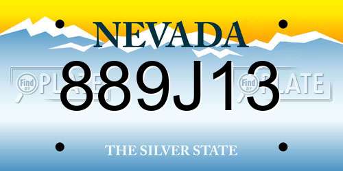 889J13 Nevada License Plate