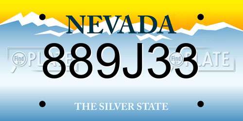 889J33 Nevada License Plate