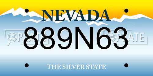 889N63 Nevada License Plate