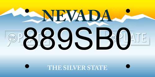 889SB0 Nevada License Plate