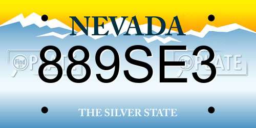 889SE3 Nevada License Plate