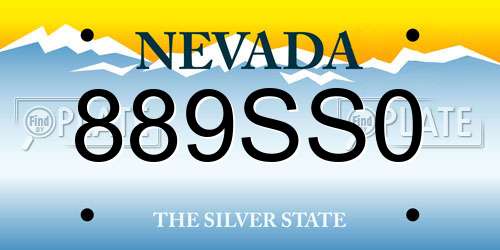 889SS0 Nevada License Plate