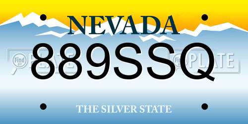 889SSQ Nevada License Plate