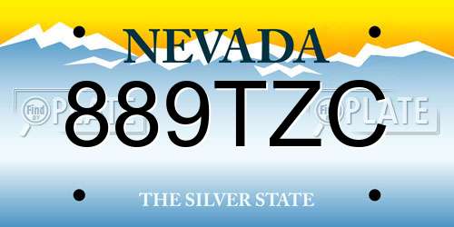 889TZC Nevada License Plate